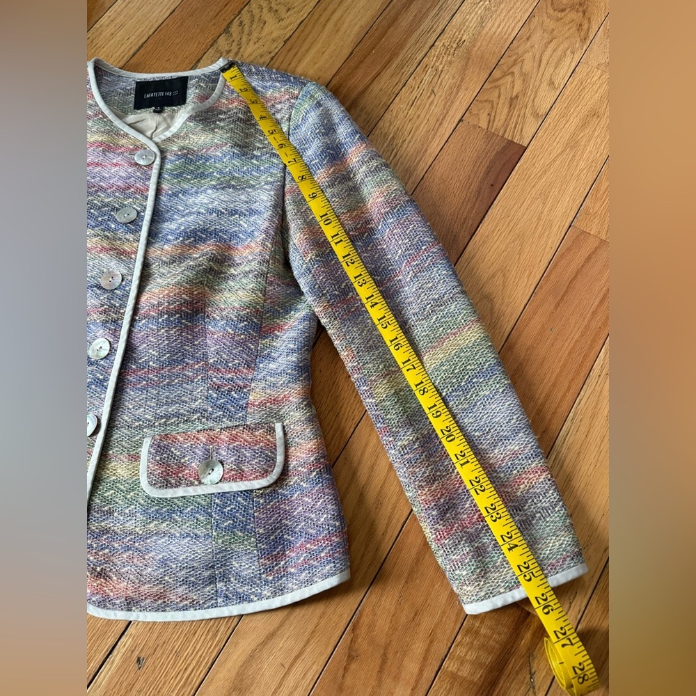 Lafayette 148 Jacket Blazer Pink Green Yellow Cotton Blend Women’s Size 6 - Picture 12 of 16